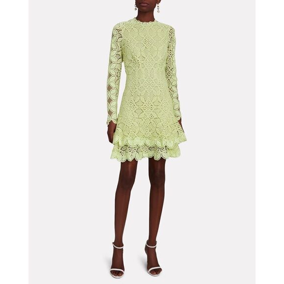 Jonathan Simkhai Guipure Lace Long Sleeve Mini Dress Pear Size 6 - Picture 7 of 12